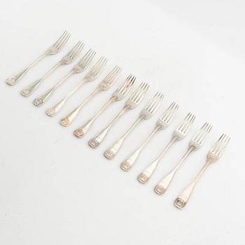 Twelve silver forks, I Sundström, Stockholm, 1916.