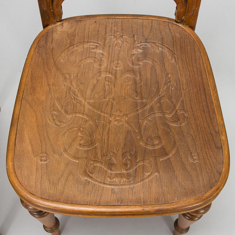 Six chairs by Jacob & Josef Kohn, Vienna, Austria, circa 1900.