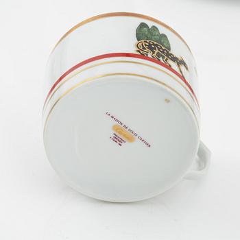 Cartier, six porcelain tea cups, Limoges, France.
