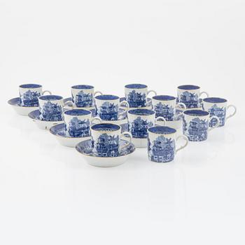 A set of 10 blue and white cups with saucers, Qing dynasty, 19th Century.