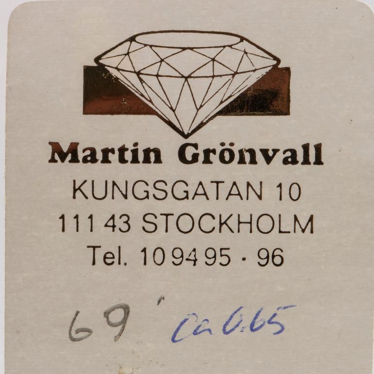 BRILJANT, lös sten, ca 0,65 ct, ca G-H SI.