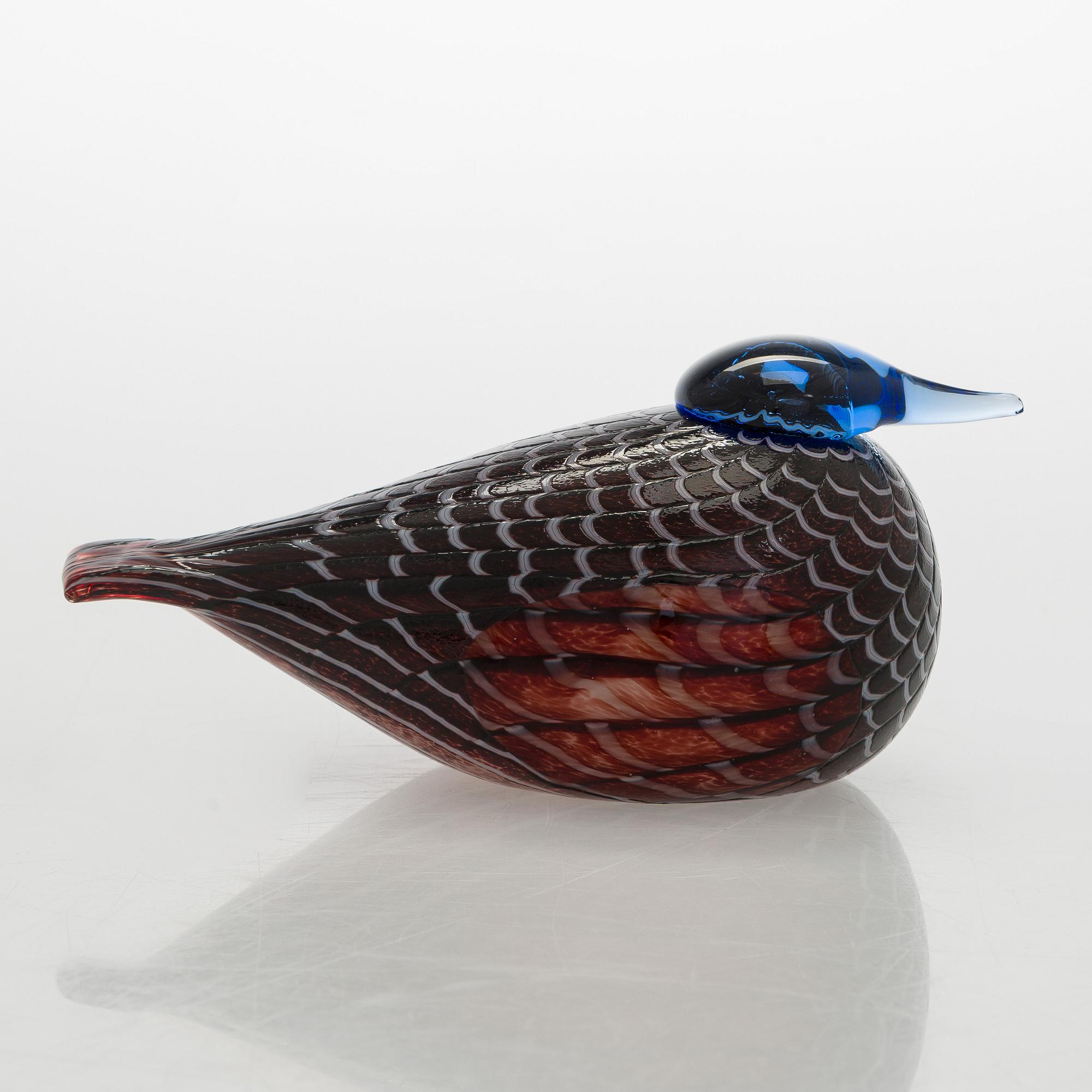 Oiva Toikka, glasfågel, signerad Oiva Toikka Nuutajärvi Notsjö Turun Sanomat.