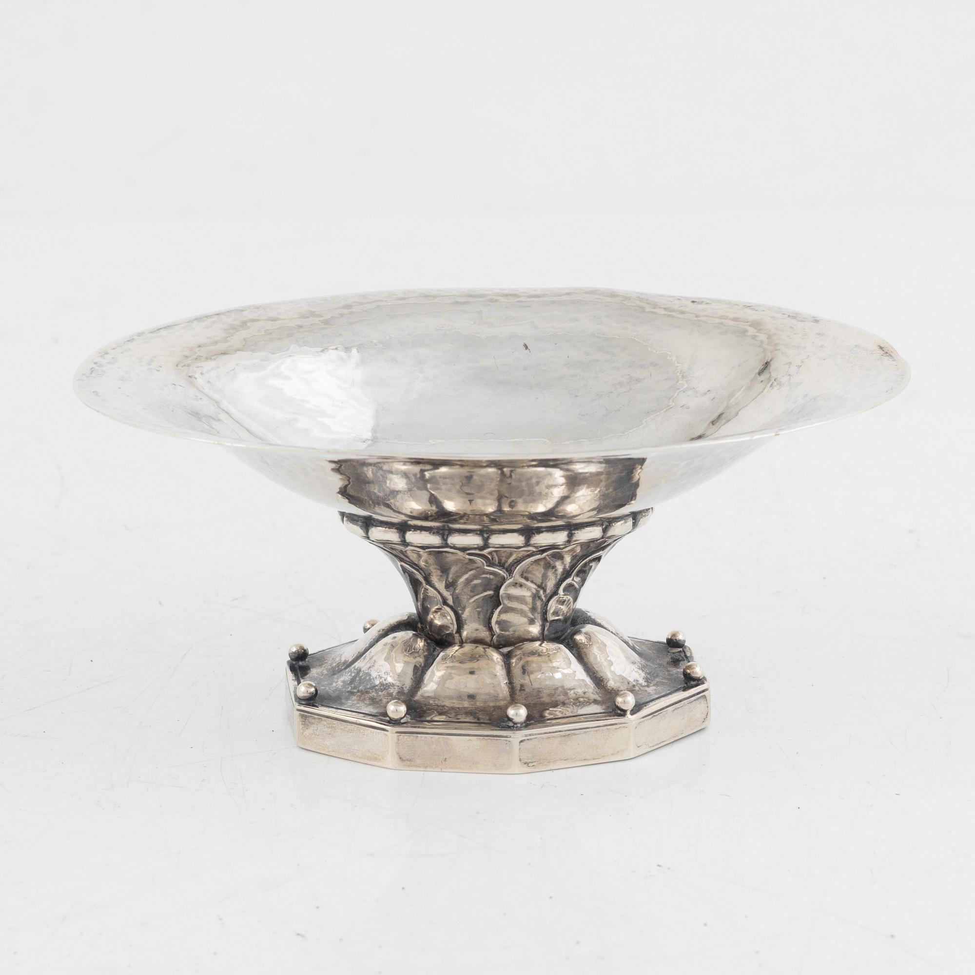 Johan Rohde, a sterling silver bowl on foot, Georg Jensen, Denmark, circa 1925.
