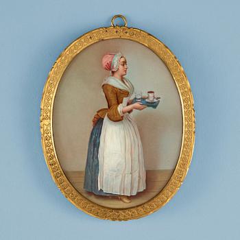 860. MINIATYRMÅLNING på porslin. Meissen, sent 1800-tal.