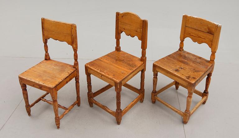STOLAR, 3 st, snarlika, allmoge, 1800-tal.