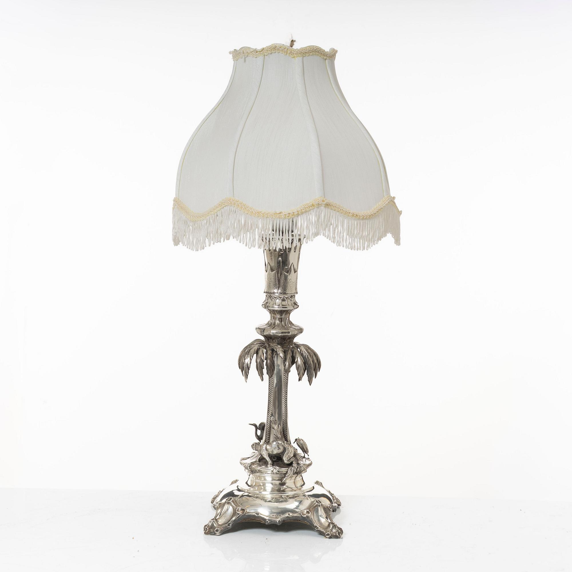 Gustaf Adolf Cedergren, bordslampa, silver, Stockholm 1886.