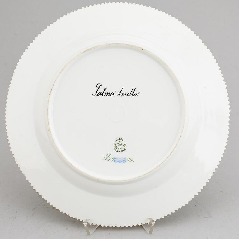 A set of six Royal Copenhagen 'Fauna Danica' dishes, Denmark, 20th Century.