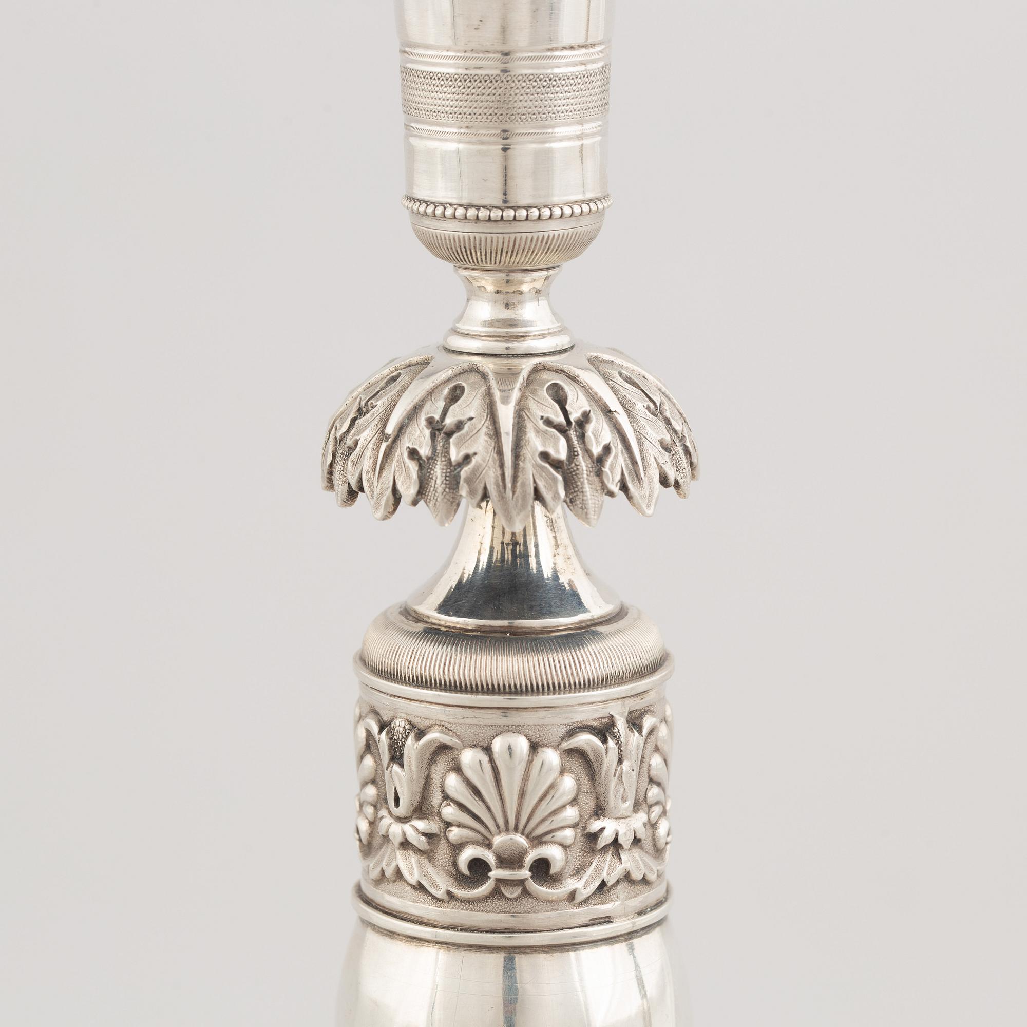 Two early 19th century German silver candlesticks, Berlin and Breslau 1820-1850.