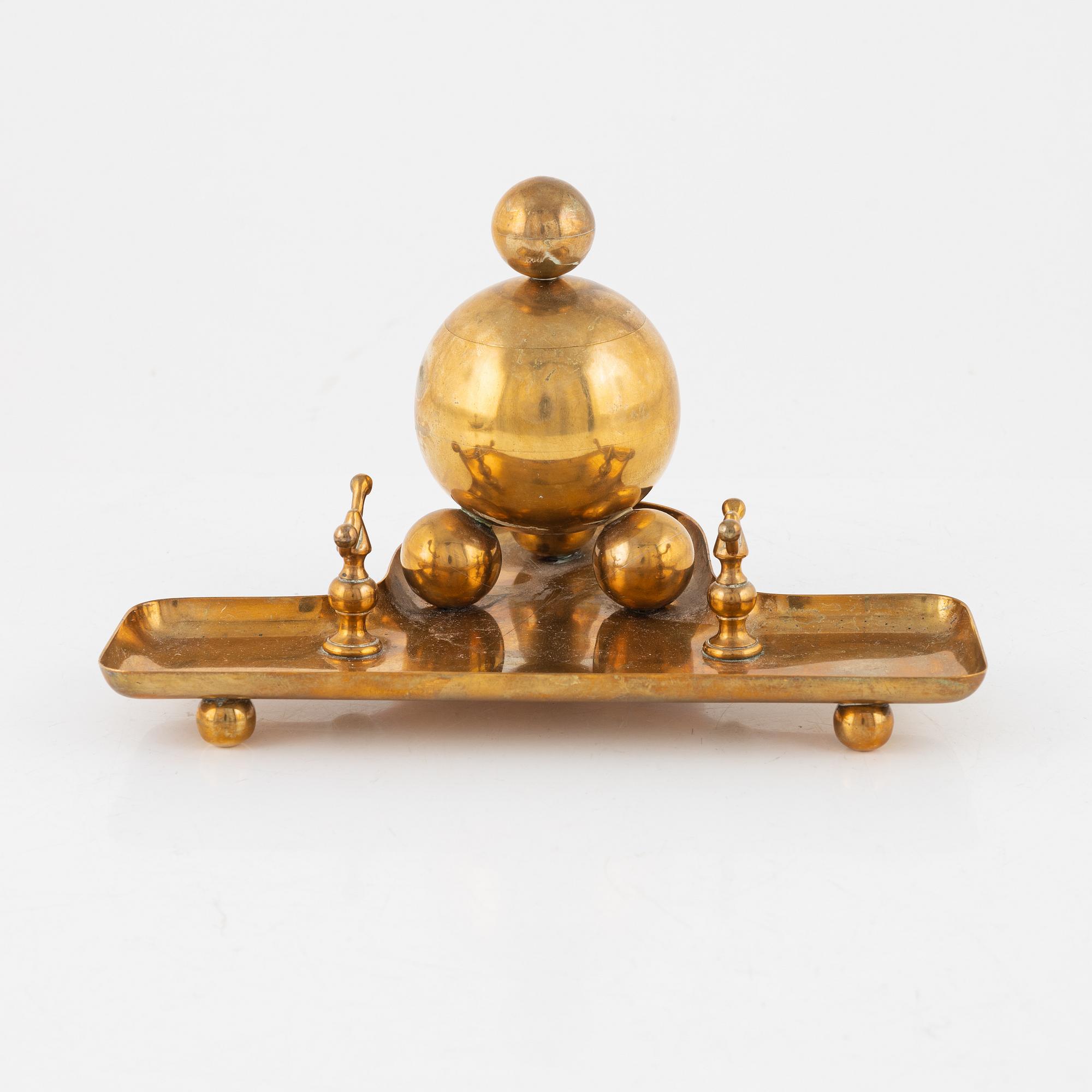 A brass five-piece inkstand suite from Gusum, 20th century.