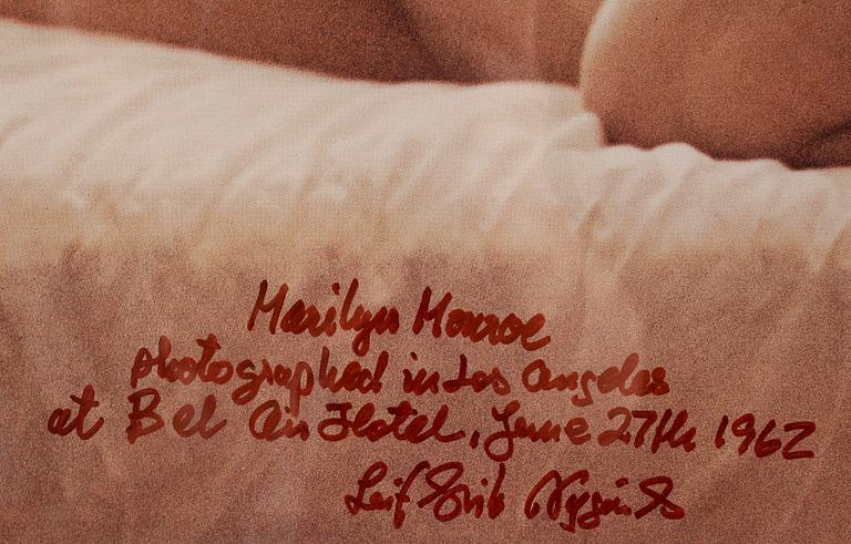 LEIF-ERIK NYGÅRDS, offsettryck, sign "Marilyn Monroe", Los Angeles at Bel Air Hotel, Los Angeles, june 27th 1962.