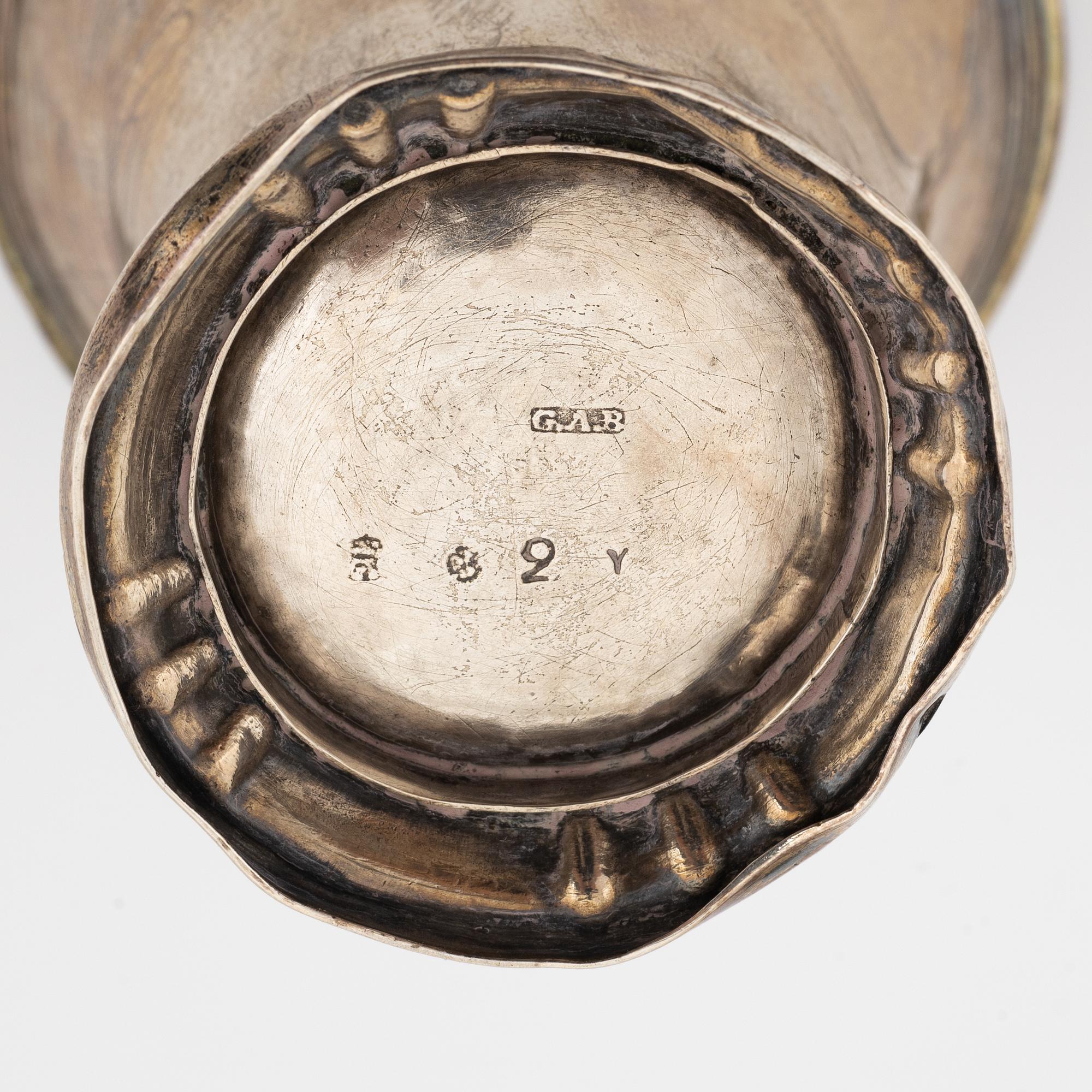 Three Swedish silver beakers, including mark of Jonas Aspelin d ä, Ystad 1785.