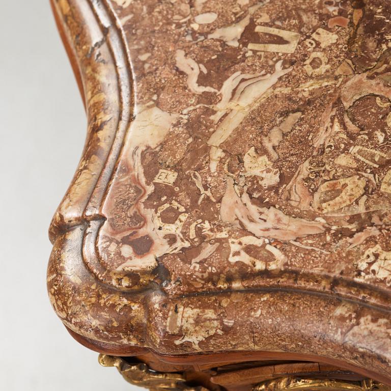 A Swedish Rococo 18th century commode attributed to Christian Linning, master 1744.