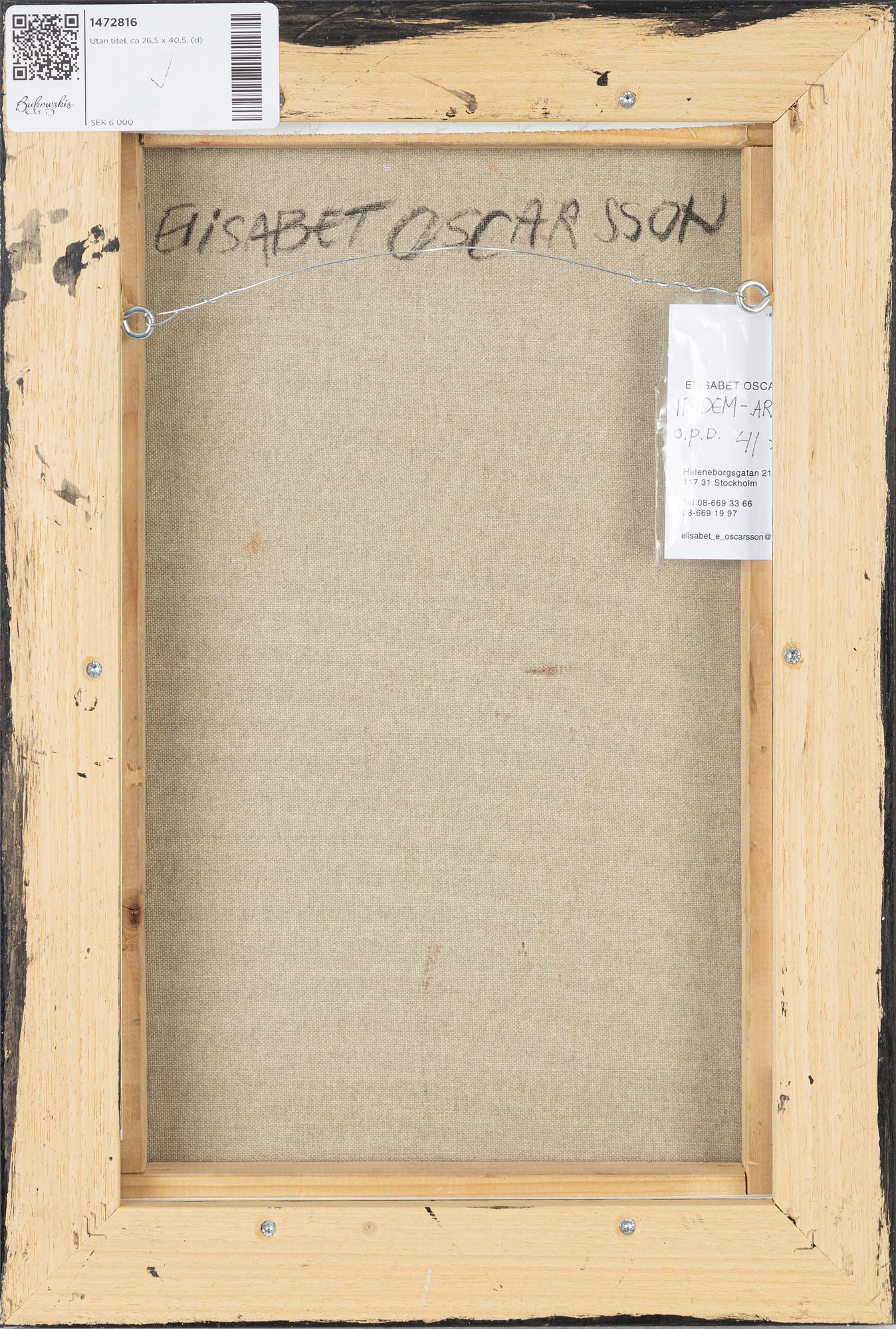Elisabeth Oscarsson, oil on canvas, signed on verso.