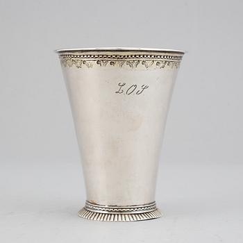 A Swedish 18th century parcel-gilt silver beaker, mark of Gottfried Dubois, Stockholm 1738.