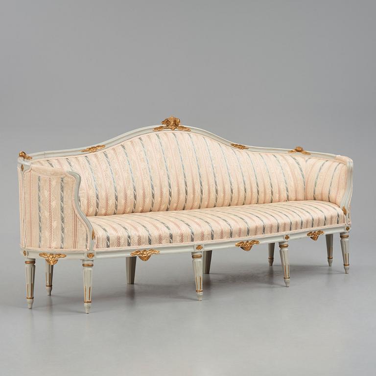 A Gustavian carved sofa by J. Malmsten (master in Stockholm 1780-1788).