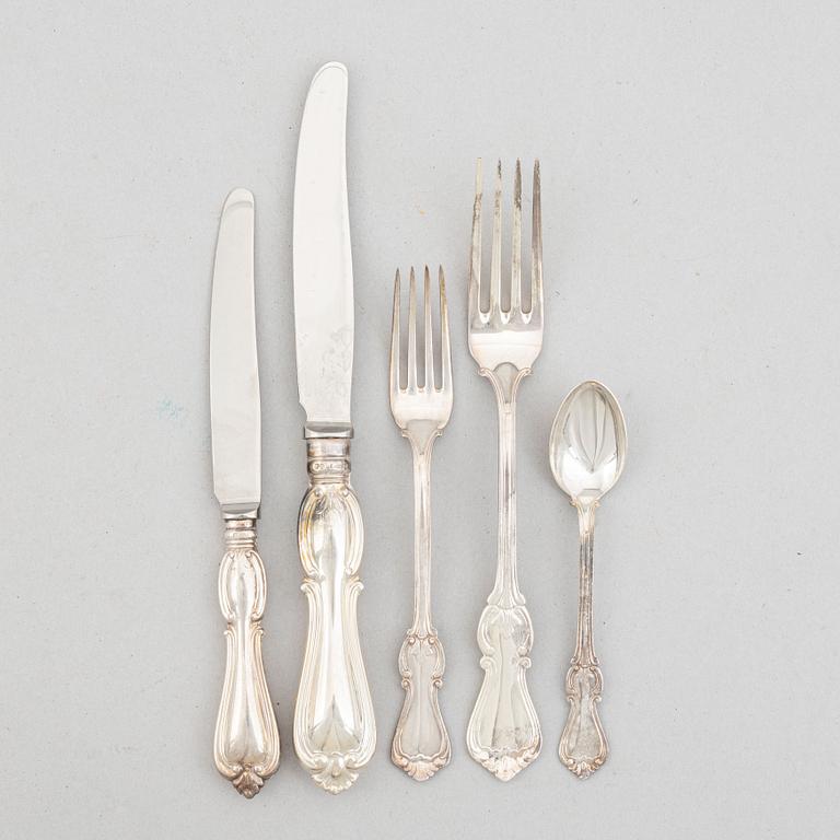Bestickservis, 26 delar, silver, modell "Olga", GAB, Eskilstuna/Stockholm, 1965-84.