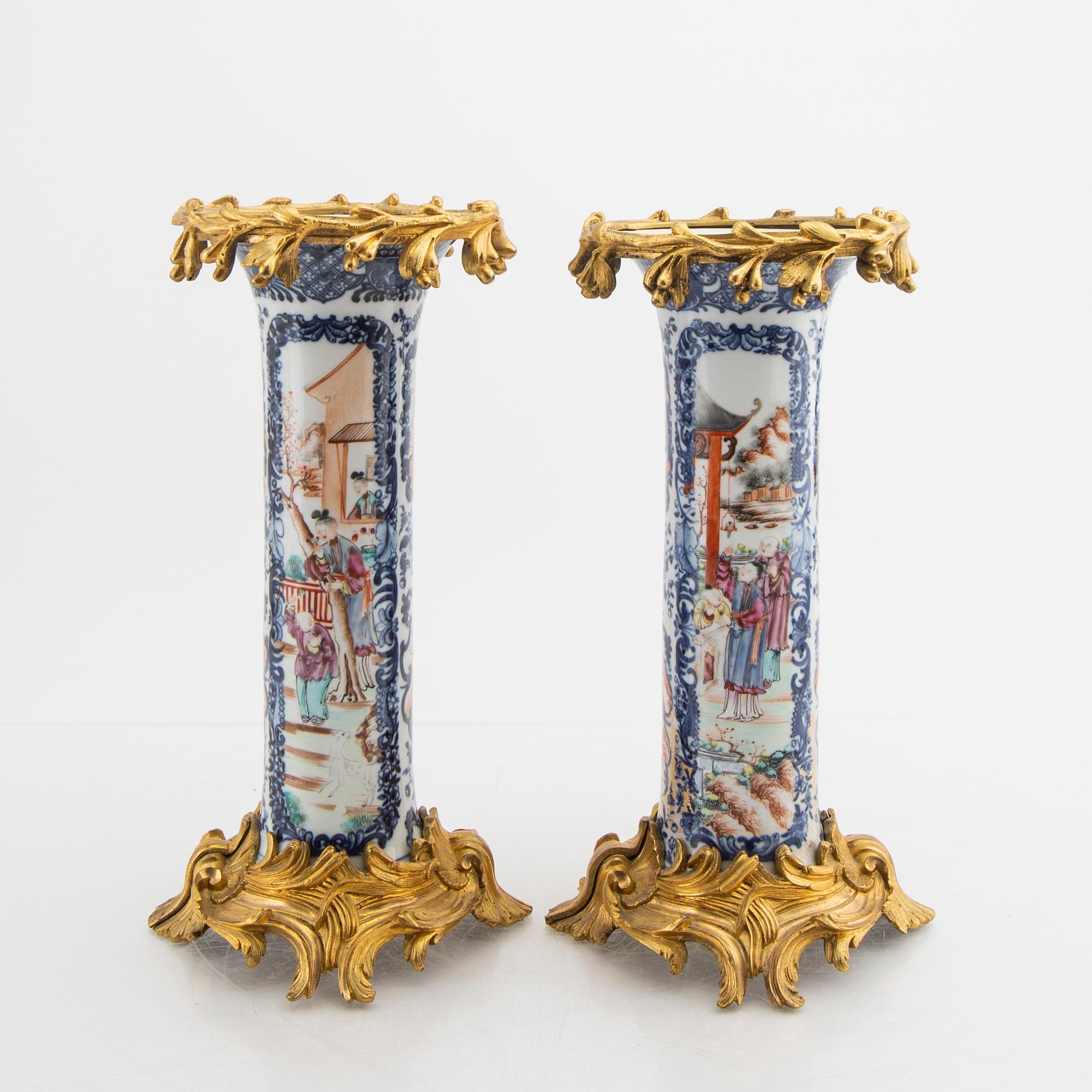Vaser 1 par, Kina 1800-tal med bronsmontering.