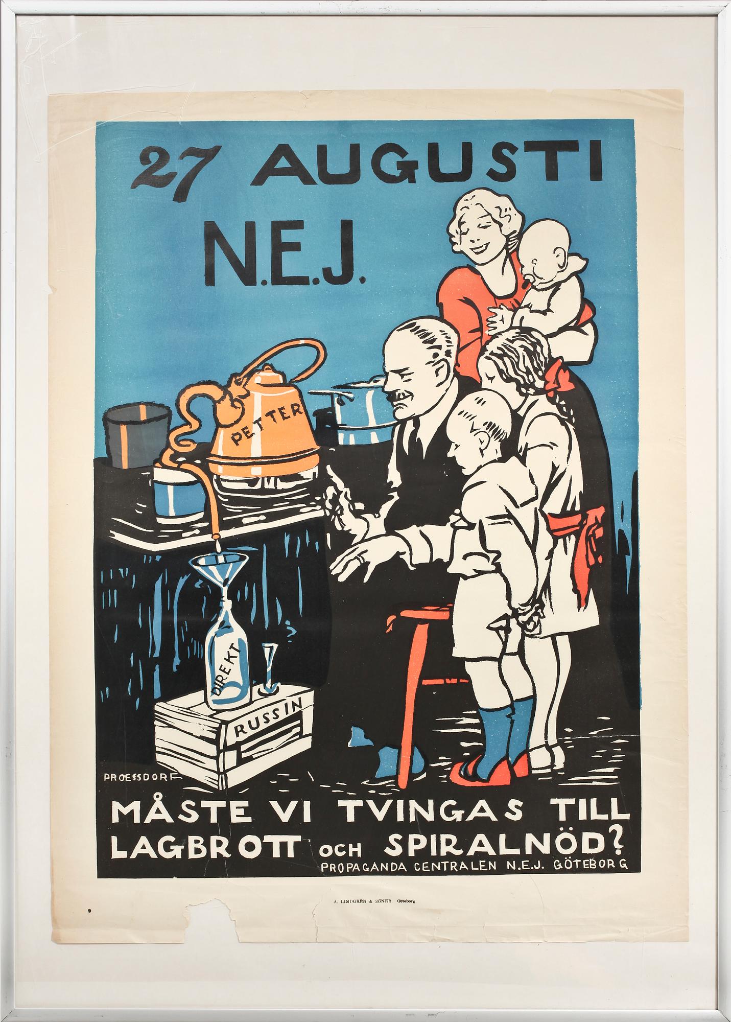 ALFRED PROESSDORF, förbudsaffisch, 1920-tal.