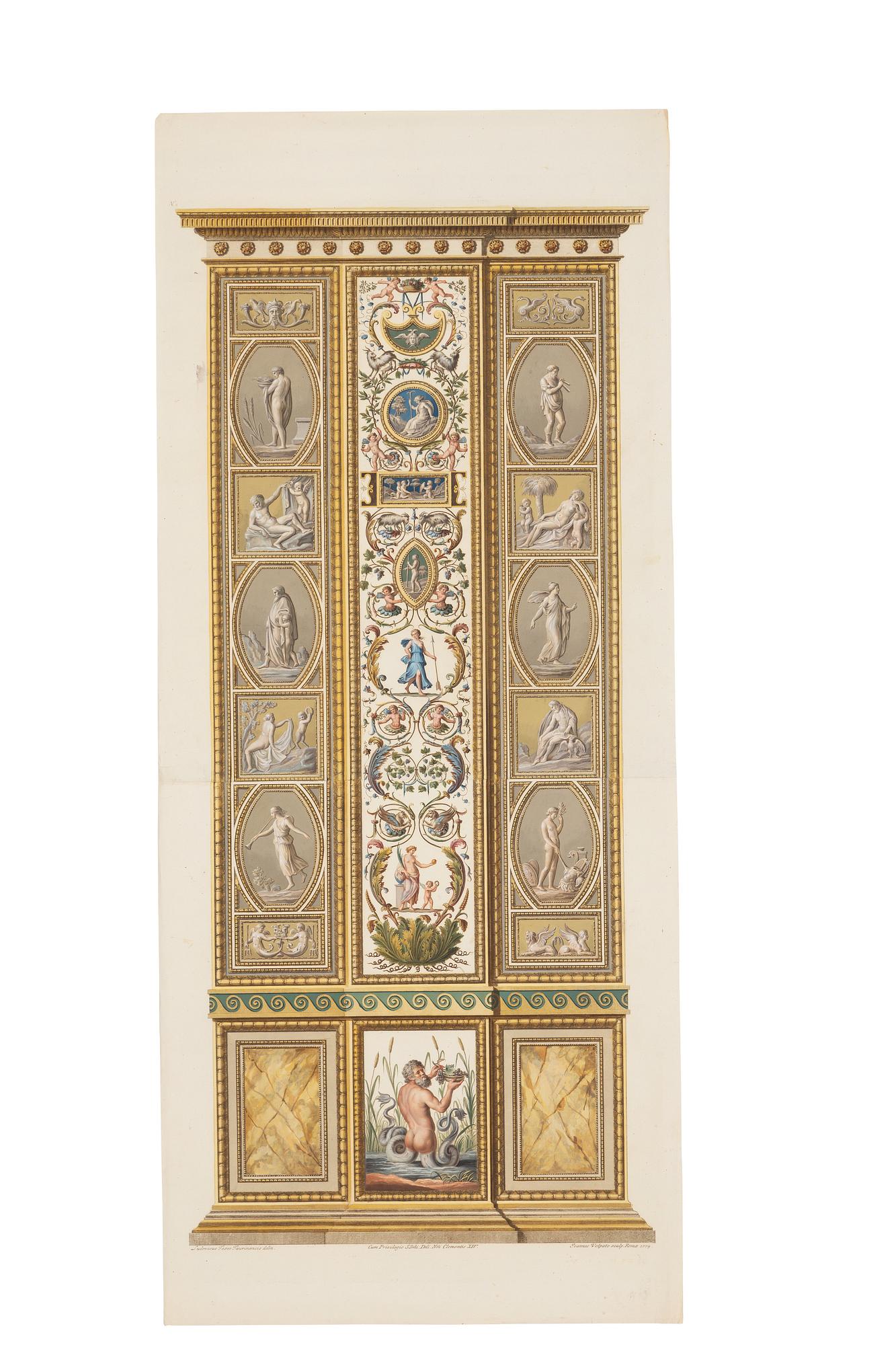 Giovanni Volpato, Six wall sections / pilasters in the Raphael Loggias in the Vatican.