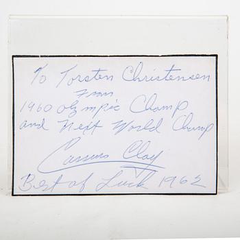A Cassius Clay autograph dated 1962.