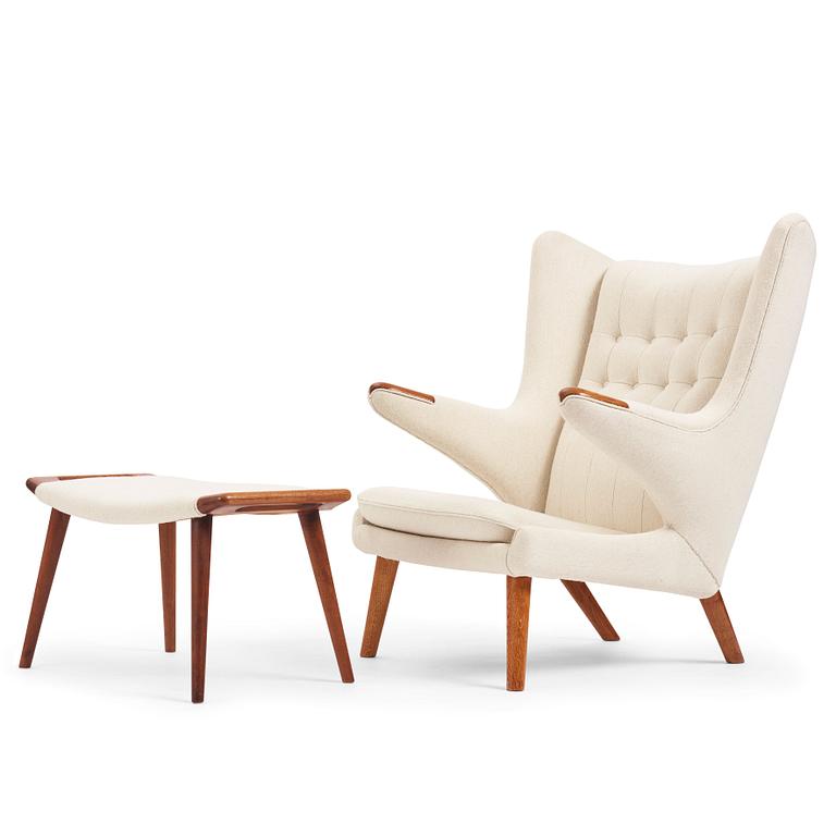 Hans J. Wegner, a 'Papa Bear' easy chair and ottoman, AP-stolen, Denmark, probably 1950-60s.