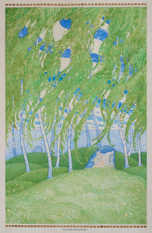 Gunnar Hallström, Sunlit birch grove.