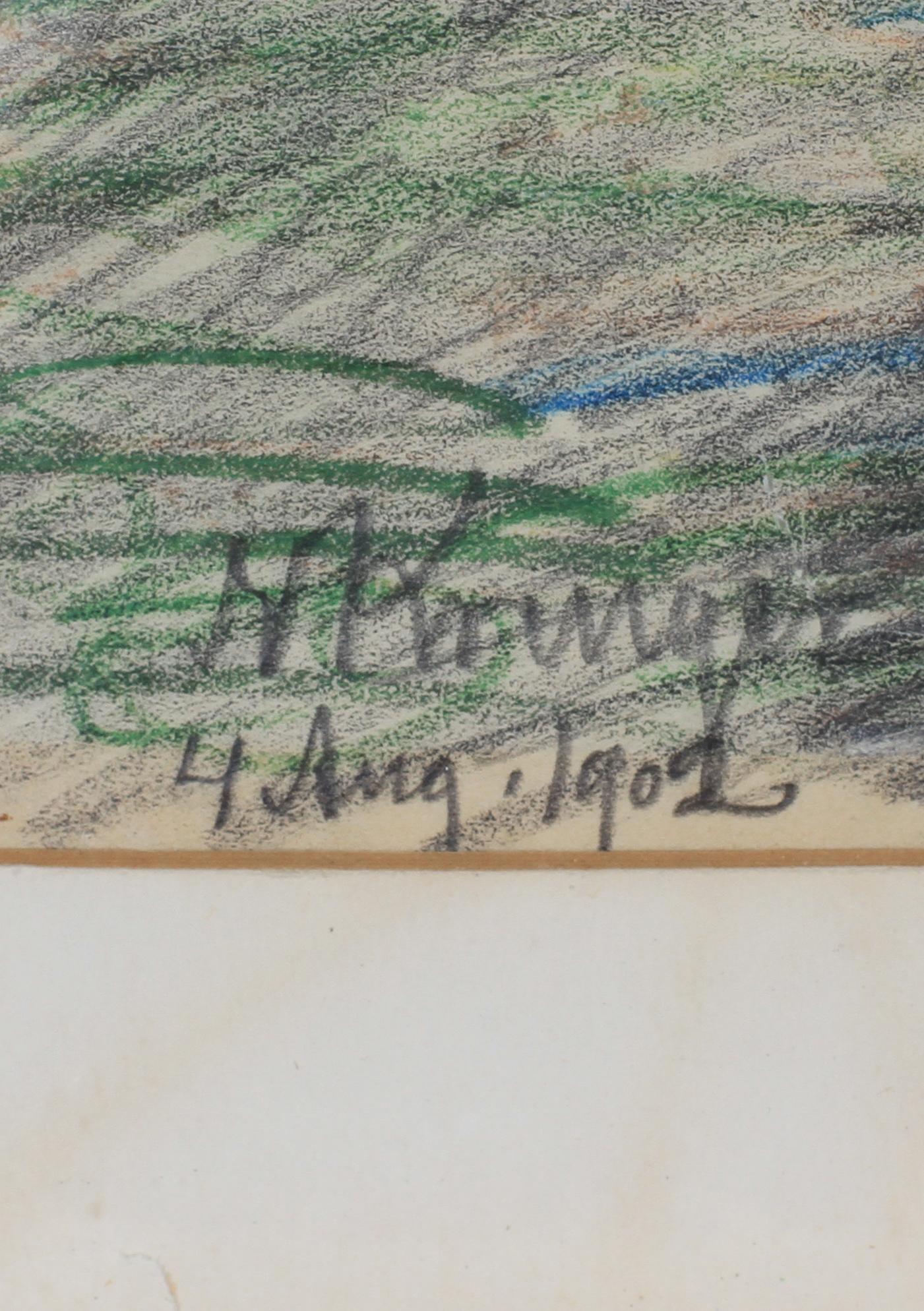 NILS KREUGER, krita på papper, sign och dat 1902.