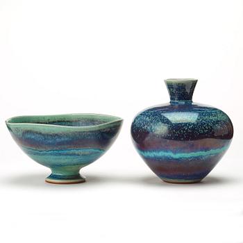 Berndt Friberg, a stoneware vase and a bowl, Gustavsberg studio 1973-75.