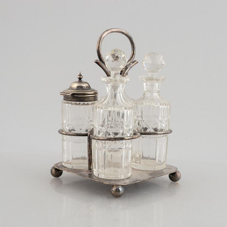 A silver-plate cruet-set, Shefflied, England, first half of the 20th century.