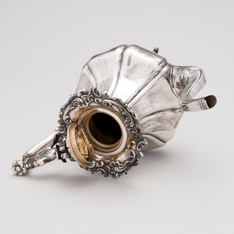 A Russian silver coffee pot, mark of Adolf Sper, assay master Dimitry Ilyich Tverskoy, Saint Petersburg 1849.