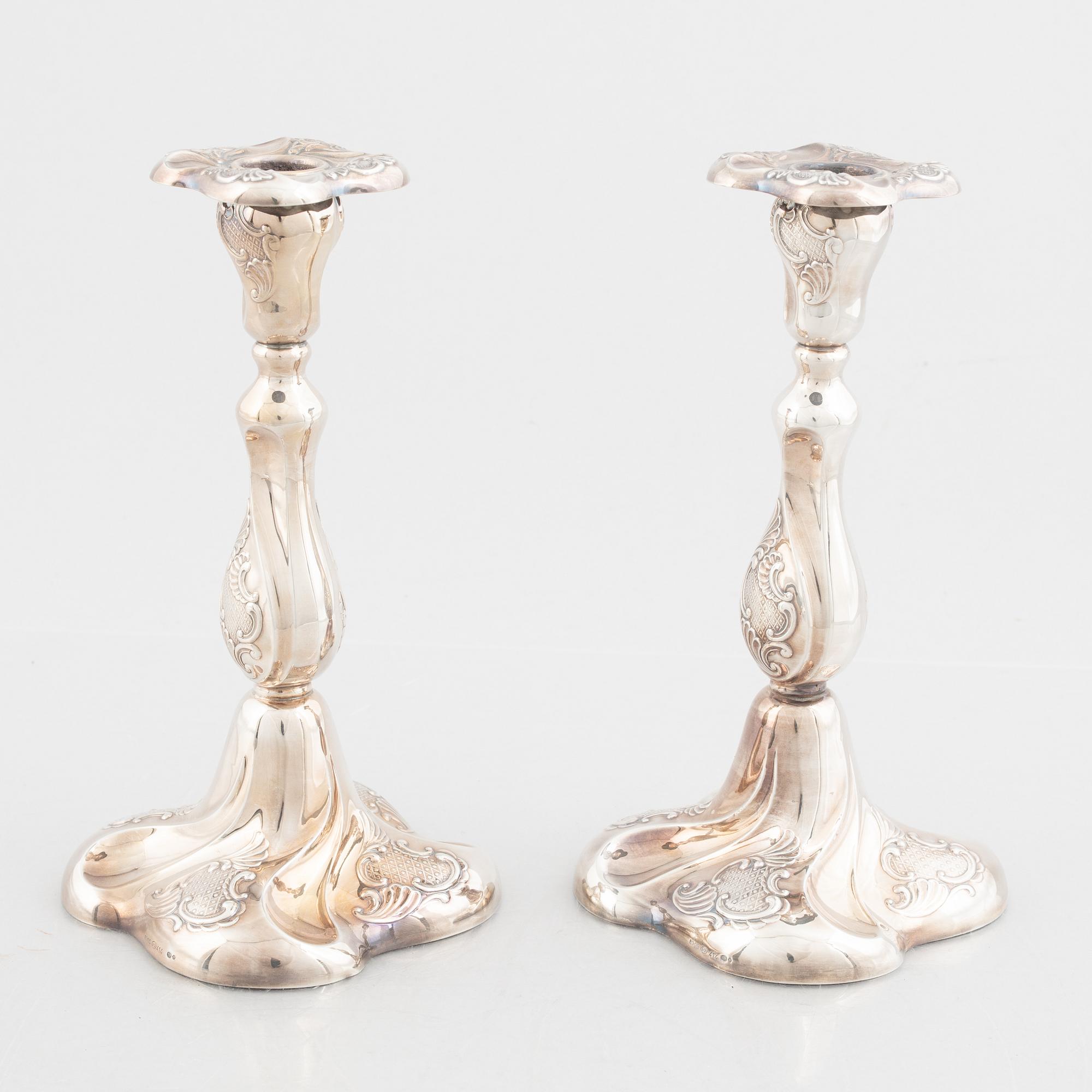 A pair of Norwegian silver candlesticks, mark of Th. Marthinsen Sølvvarefabrikk,  20th Century.