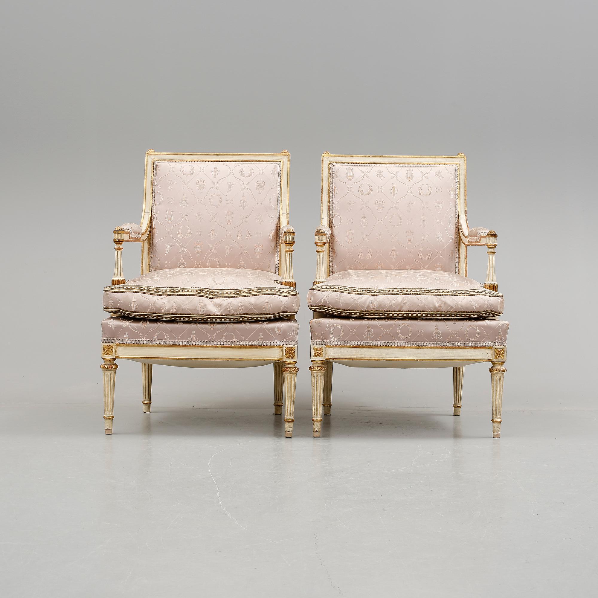 SALONGSGRUPP, 3 delar, Louis XVI-stil, Spanien, 1900-talets första hälft.