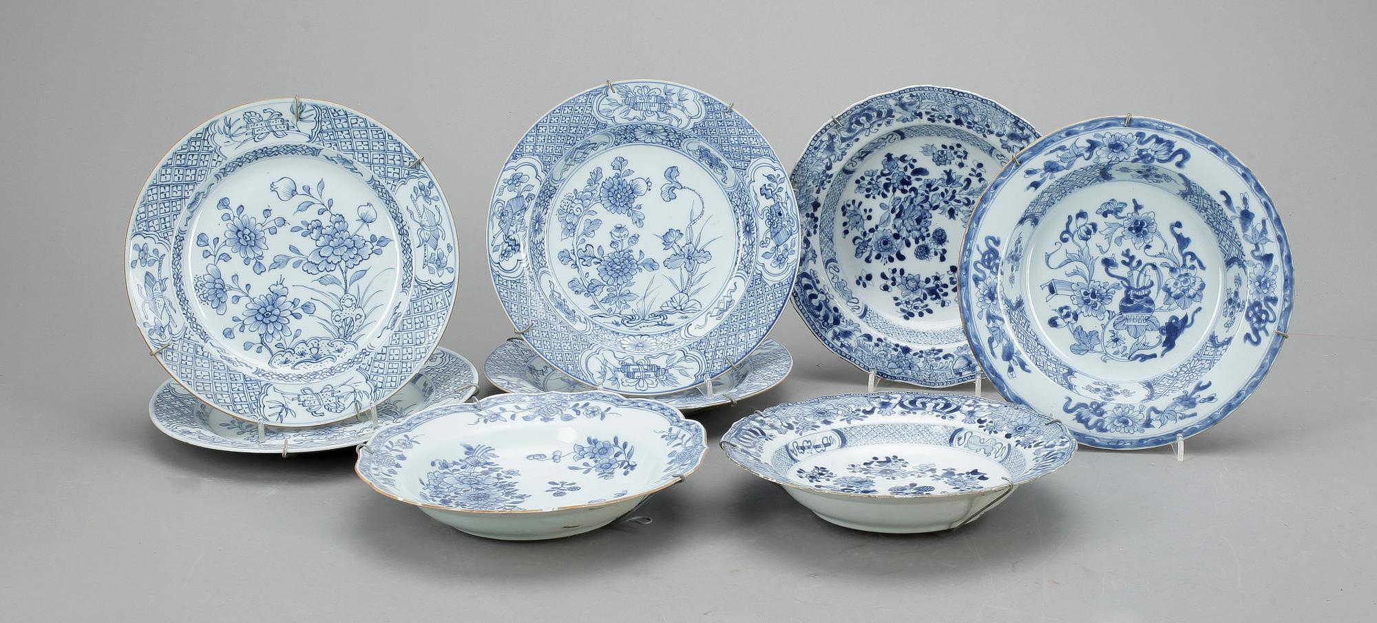 TALLRIKAR, 8 st, porslin, Kina, 1700-tal.