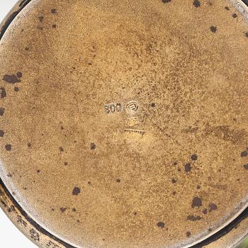 A pair of bud vases in parcel-gilt silver and guilloche enamel, early 20th century.