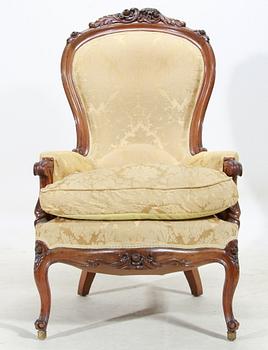 FÅTÖLJ, nyrokoko, 1800-talets andra hälft.