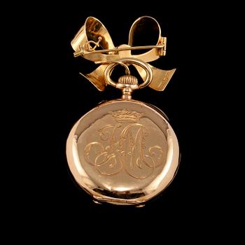 FICKUR, 14k guld, Schweiz samt brosch, 18k guld, Ljungström, Stockholm, 1958. Total vikt 34 g.