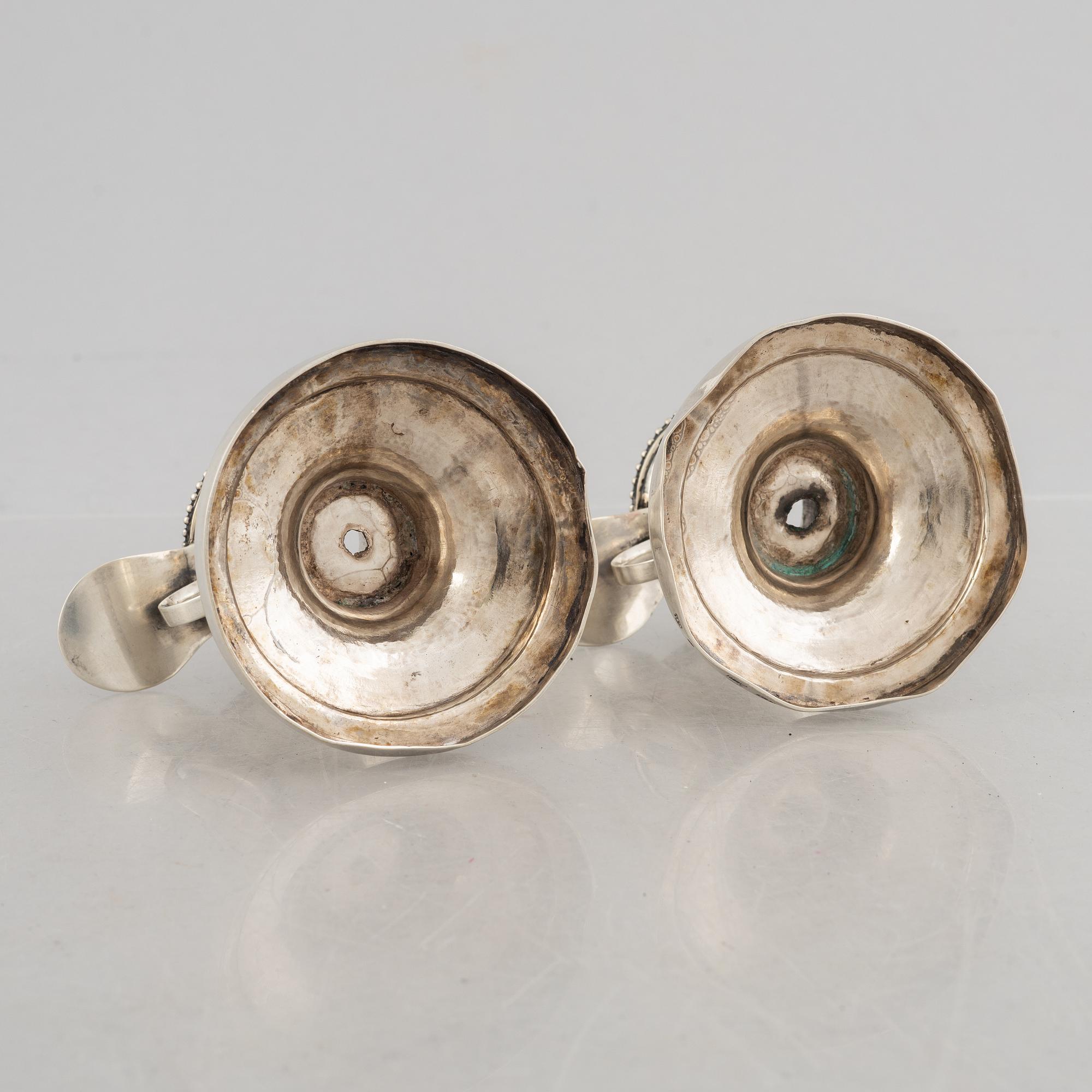 Gustaf Hamnqvist, ljusstakar, silver, Åmål 1794. Sengustavianska.