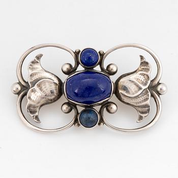 A Georg Jensen brooch 236A silver set with lapis lazuli.