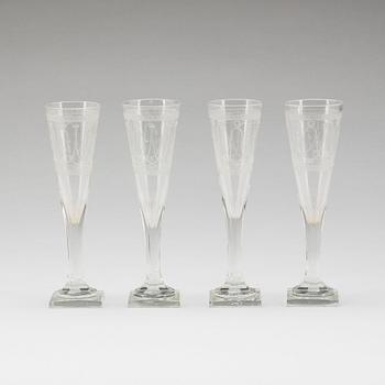 CHAMPAGNEGLAS, 4 st, 1800-tal.