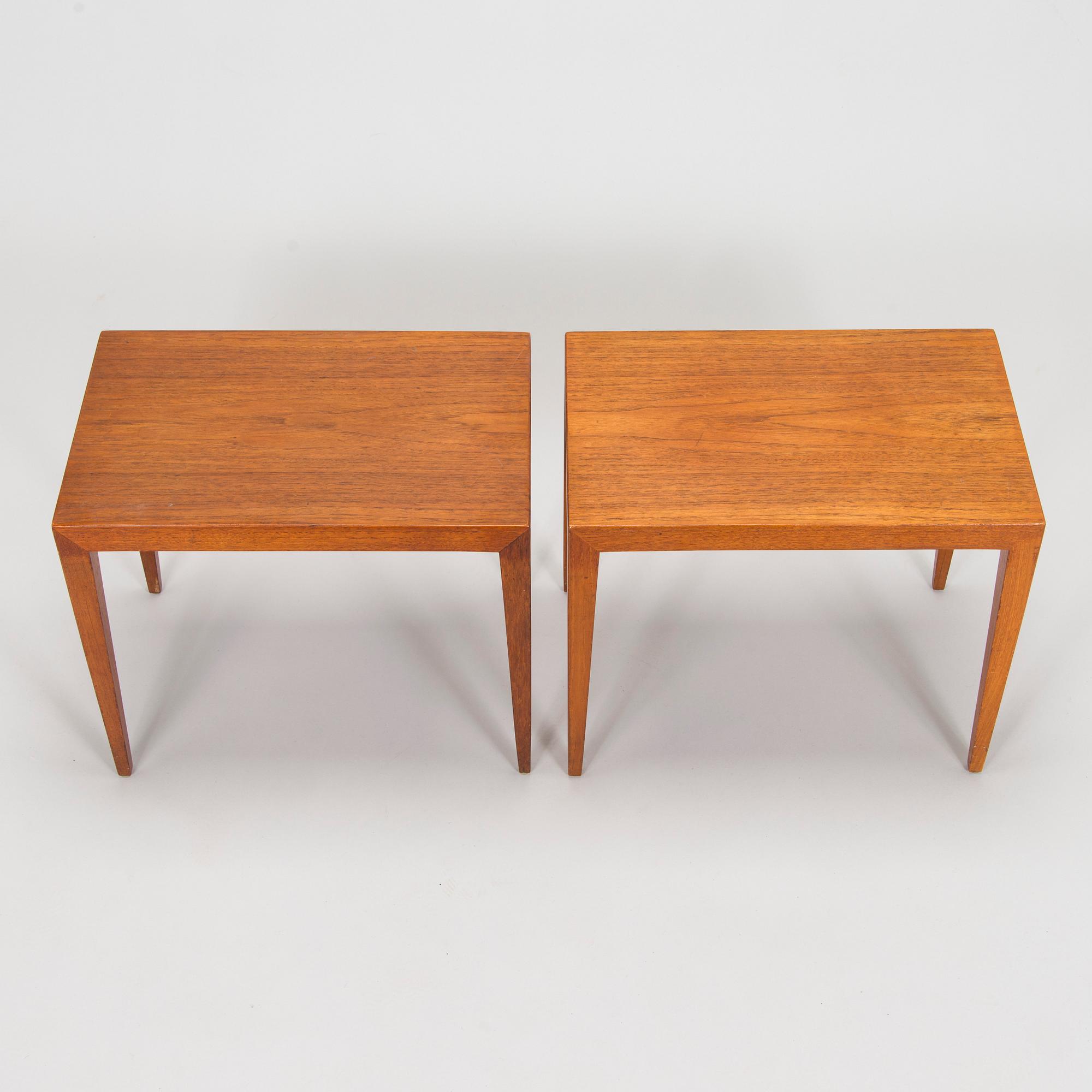 Severin Hansen, sivupöytiä, pari, malli 41B, Haslev Møbelfabrik, Tanska, 1900-luvun puoliväli.