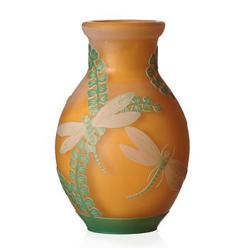 a unique cameo glass vase, Reijmyre, executed by Axel Enoch Boman in 1913.