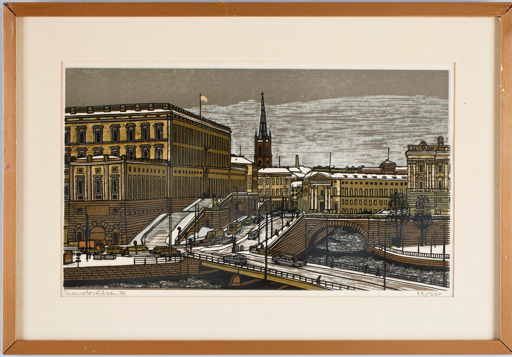 SVEN OLOV EHREN, färglitografier, 3 st, sign o numr 104/150, 356/360 resp 22/360, dat -61, -74 resp -71.