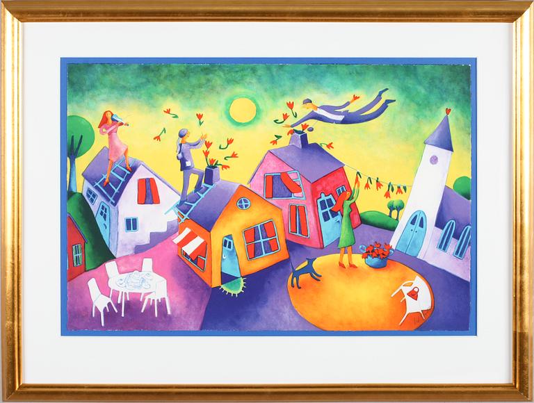 INGRID ROTH, färglitografi, signerad, numrerad 232/290.