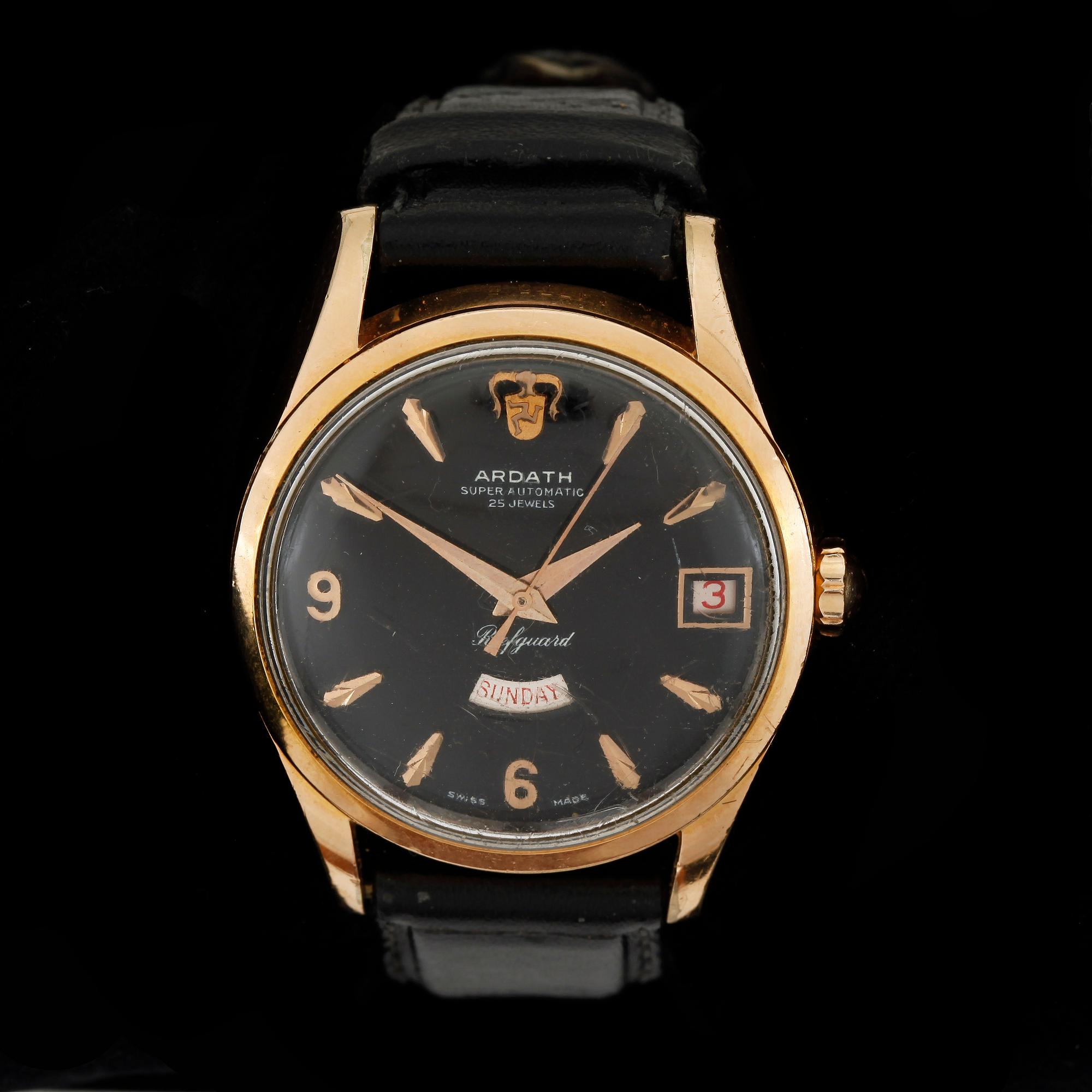 ARMBANDSUR, herr, Ardath, ReefGuard, Automatisk, gulddoublé, 1900-talets mitt.