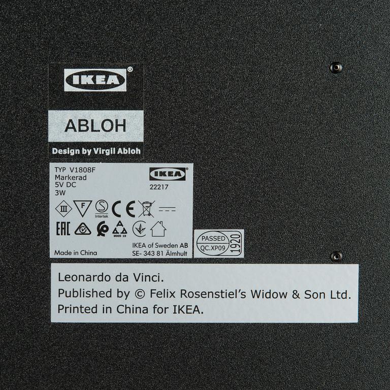 Virgil Abloh, light box,Mona Lisa backlit,  Markerad IKEA 2018.