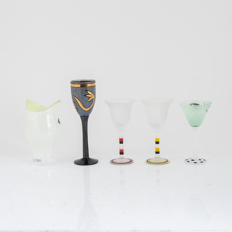 Ulrica Hydman-Vallien, glas, 5 delar, Kosta Boda Artist Collection.