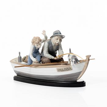 Salvador Furió, figurine, "A fishing lesson", and "A father's pride", Lladró, Spain.