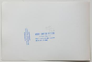 HENRI CARTIER-BRESSON, gelatin silver print stamped by the photographer and with Europapress AB copyright stamp verso.