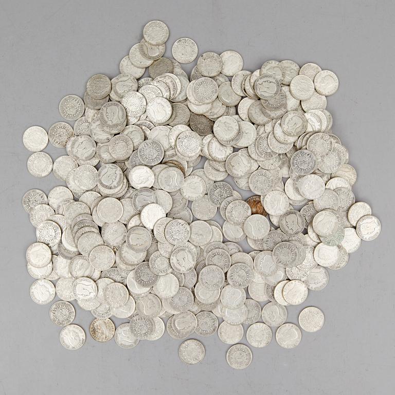 SAMLING SILVERMYNT, enkronor, Gustaf V, 1910-1941. Total vikt ca 3000 gram.