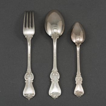 Dessertgafflar 11 st och dessertskedar 10 st, silver, GAB, Stockholm 1910-tal.